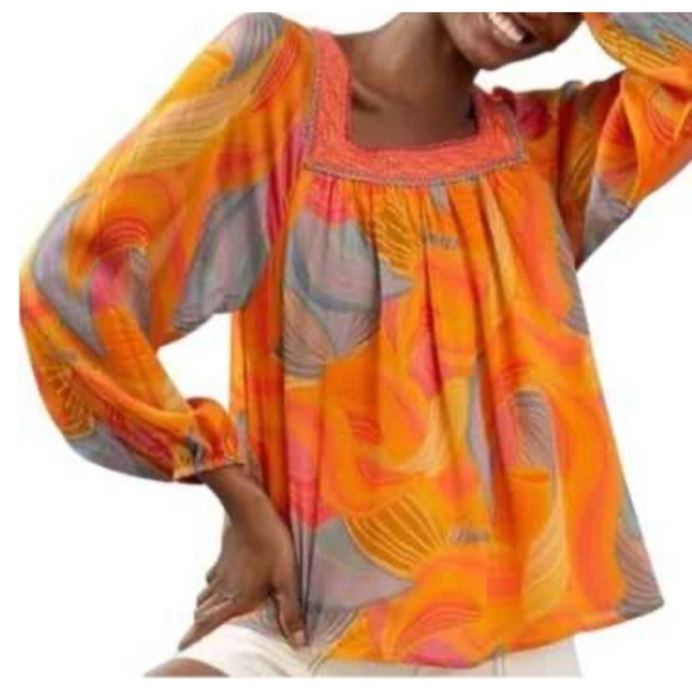 Vibrant Orange and Pink Women's Blouse